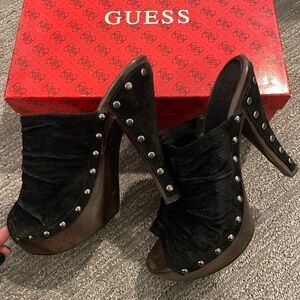 Guess Black Studded Mules with Stiletto Heel